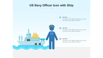 Us navy officer icon with ship
