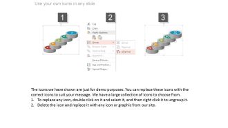 Use five staged sequential chart and icons for financial management flat powerpoint design