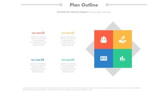 Use four staged infographics and icons for company profile management flat powerpoint design