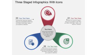 Uu three staged infographics with icons flat powerpoint design