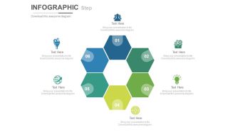 View six staged tags and icons for global business strategy flat powerpoint design