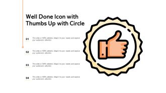 Well done icon with thumbs up with circle