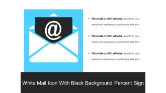 White mail icon with black background percent sign