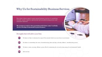 Why us for sustainability business services ppt powerpoint presentation ideas icon