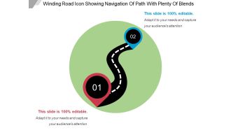 Winding road icon showing navigation of path with plenty of blends