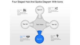 Yg four staged hub and spoke diagram with icons powerpoint template